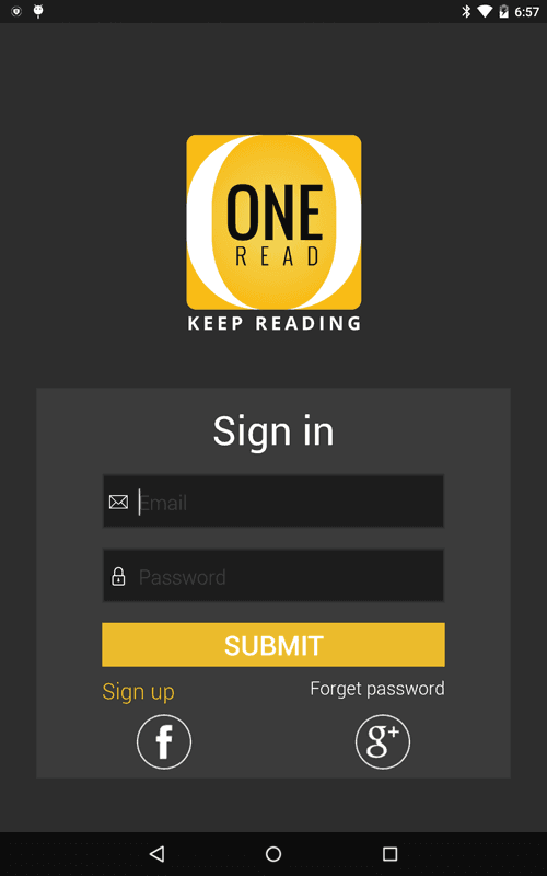 One Read App Sign In Screenshot