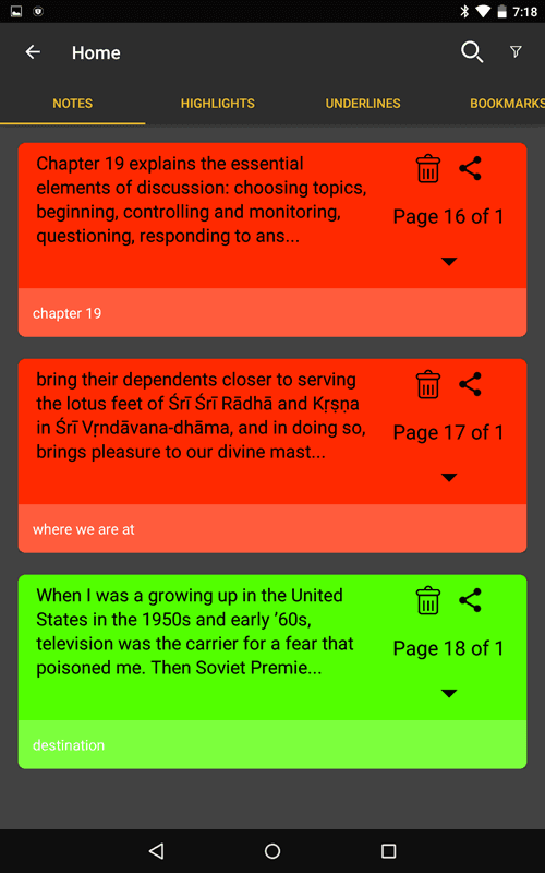 One Read App Notes category screenshot